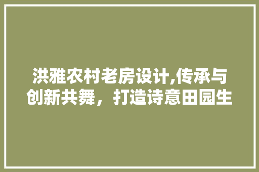 洪雅农村老房设计,传承与创新共舞，打造诗意田园生活