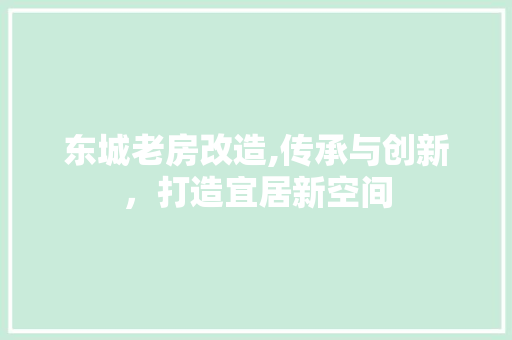 东城老房改造,传承与创新，打造宜居新空间