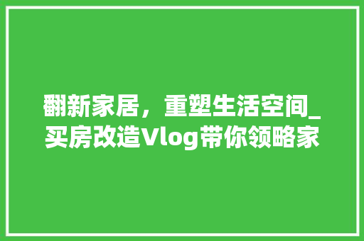 翻新家居，重塑生活空间_买房改造Vlog带你领略家居之美