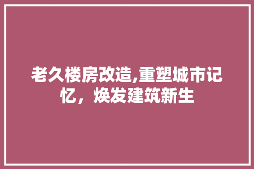 老久楼房改造,重塑城市记忆，焕发建筑新生