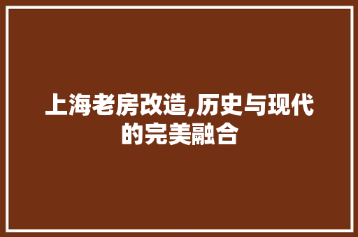 上海老房改造,历史与现代的完美融合