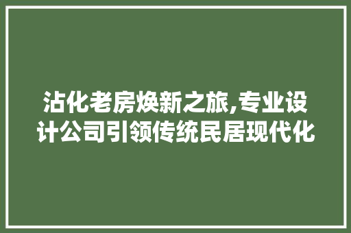 沾化老房焕新之旅,专业设计公司引领传统民居现代化转型