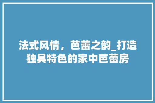 法式风情，芭蕾之韵_打造独具特色的家中芭蕾房