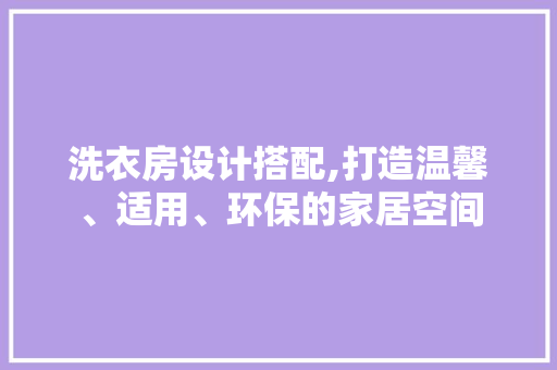 洗衣房设计搭配,打造温馨、适用、环保的家居空间