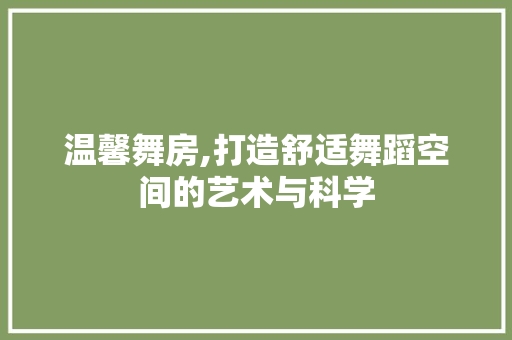 温馨舞房,打造舒适舞蹈空间的艺术与科学