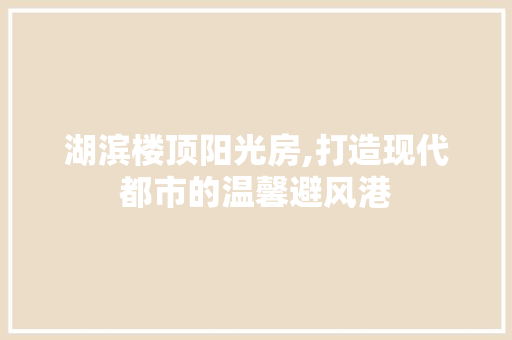 湖滨楼顶阳光房,打造现代都市的温馨避风港