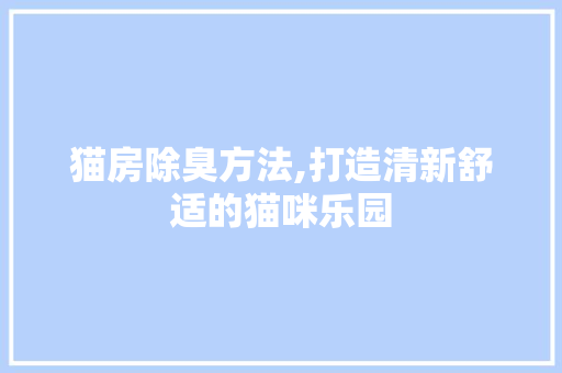 猫房除臭方法,打造清新舒适的猫咪乐园