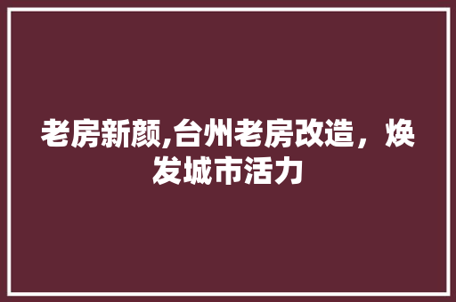 老房新颜,台州老房改造，焕发城市活力