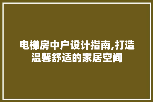 电梯房中户设计指南,打造温馨舒适的家居空间