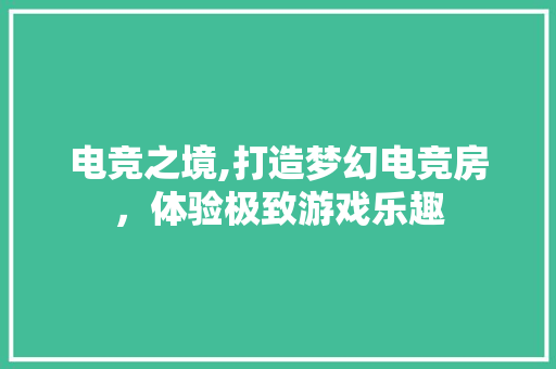 电竞之境,打造梦幻电竞房，体验极致游戏乐趣