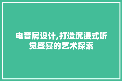 电音房设计,打造沉浸式听觉盛宴的艺术探索
