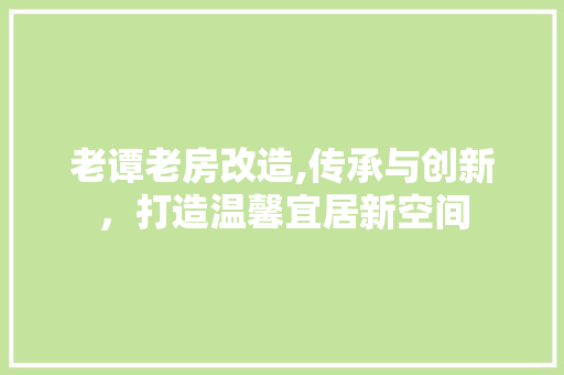 老谭老房改造,传承与创新，打造温馨宜居新空间