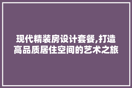 现代精装房设计套餐,打造高品质居住空间的艺术之旅
