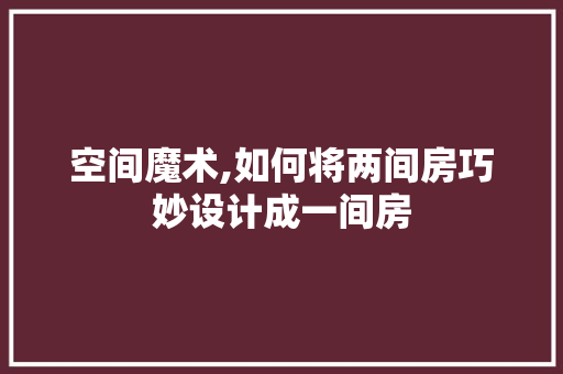 空间魔术,如何将两间房巧妙设计成一间房