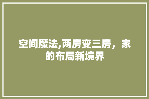 空间魔法,两房变三房，家的布局新境界