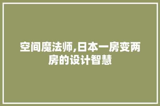 空间魔法师,日本一房变两房的设计智慧