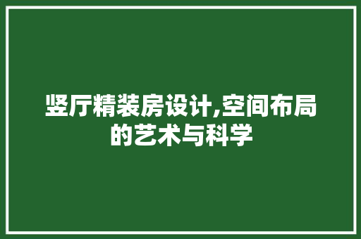 竖厅精装房设计,空间布局的艺术与科学