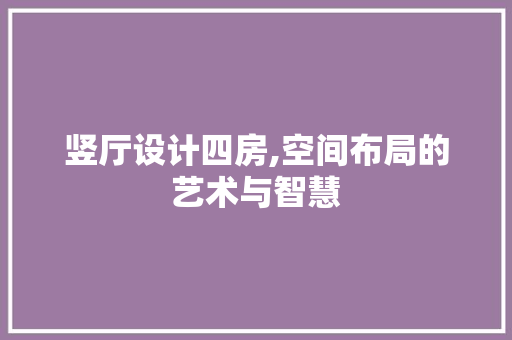 竖厅设计四房,空间布局的艺术与智慧