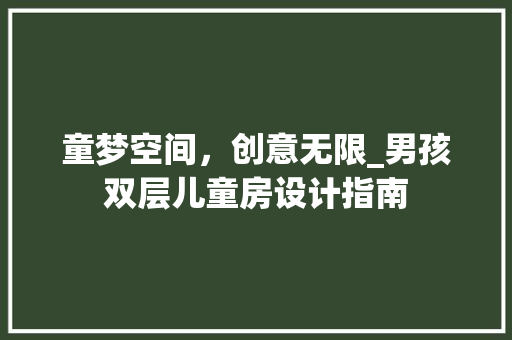 童梦空间，创意无限_男孩双层儿童房设计指南