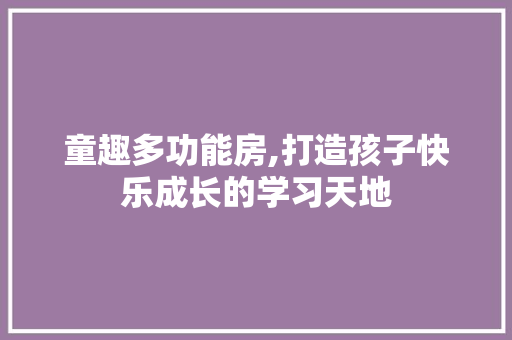 童趣多功能房,打造孩子快乐成长的学习天地