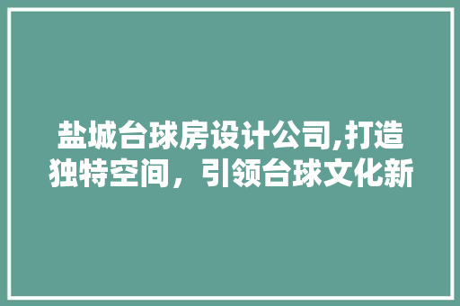 盐城台球房设计公司,打造独特空间，引领台球文化新风尚