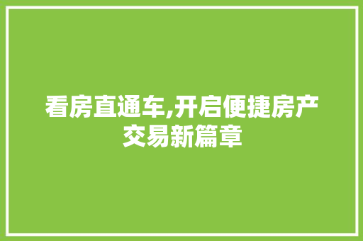 看房直通车,开启便捷房产交易新篇章