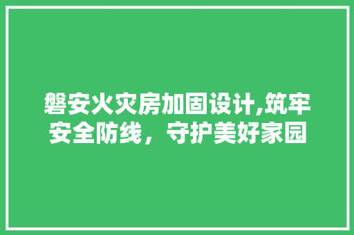 磐安火灾房加固设计,筑牢安全防线，守护美好家园