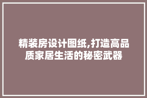 精装房设计图纸,打造高品质家居生活的秘密武器