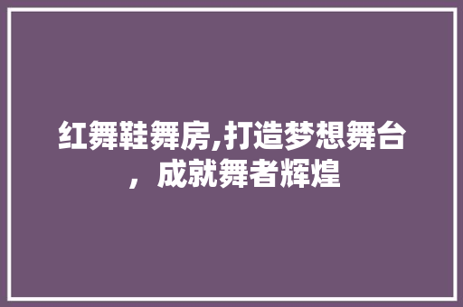 红舞鞋舞房,打造梦想舞台，成就舞者辉煌
