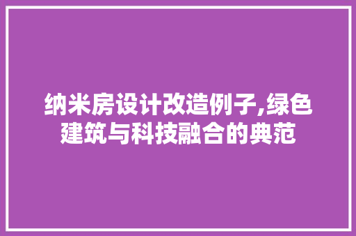 纳米房设计改造例子,绿色建筑与科技融合的典范