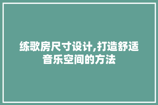 练歌房尺寸设计,打造舒适音乐空间的方法