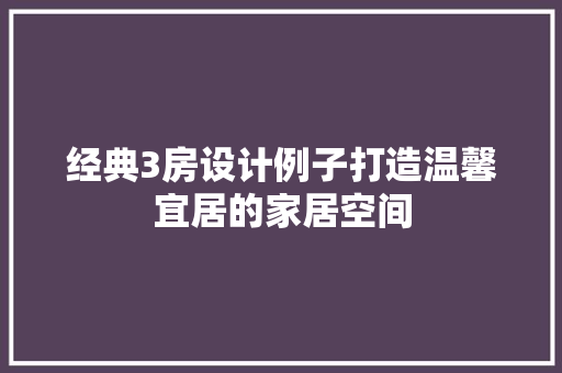 经典3房设计例子打造温馨宜居的家居空间