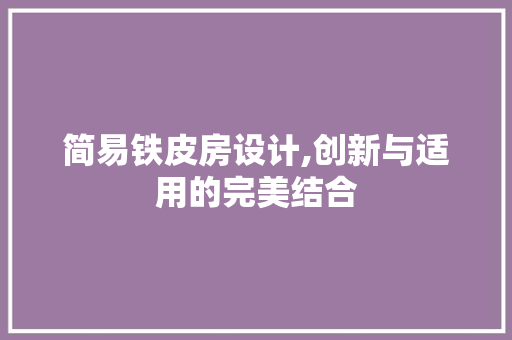 简易铁皮房设计,创新与适用的完美结合