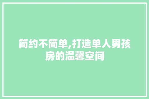 简约不简单,打造单人男孩房的温馨空间