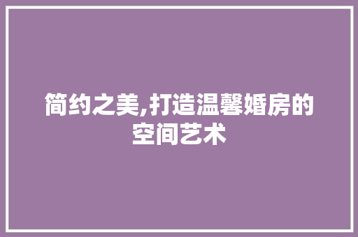 简约之美,打造温馨婚房的空间艺术