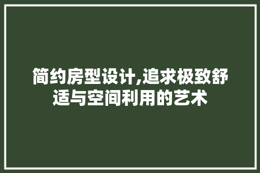 简约房型设计,追求极致舒适与空间利用的艺术