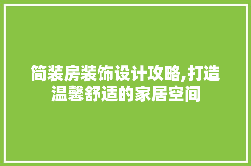 简装房装饰设计攻略,打造温馨舒适的家居空间