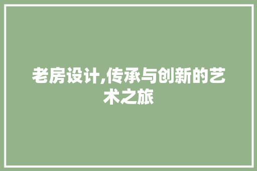 老房设计,传承与创新的艺术之旅