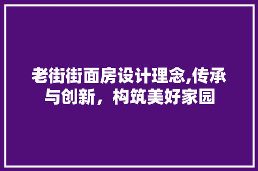 老街街面房设计理念,传承与创新，构筑美好家园