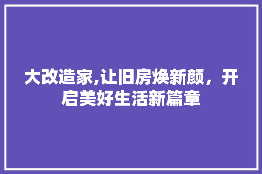 大改造家,让旧房焕新颜，开启美好生活新篇章