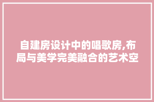 自建房设计中的唱歌房,布局与美学完美融合的艺术空间