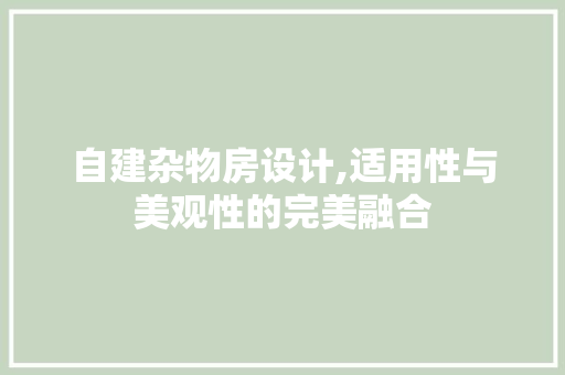 自建杂物房设计,适用性与美观性的完美融合