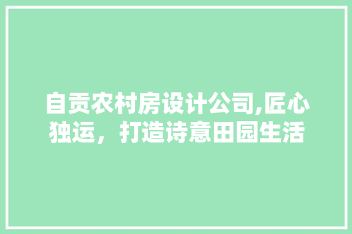 自贡农村房设计公司,匠心独运，打造诗意田园生活