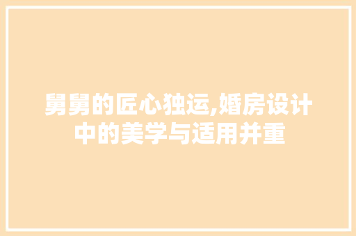 舅舅的匠心独运,婚房设计中的美学与适用并重