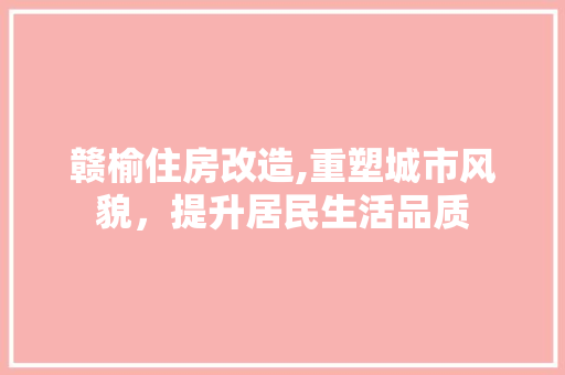 赣榆住房改造,重塑城市风貌，提升居民生活品质