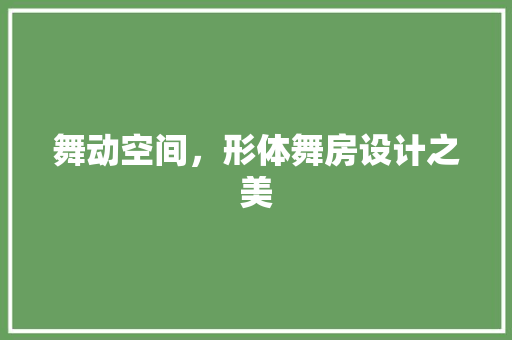 舞动空间，形体舞房设计之美