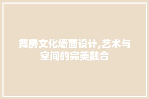 舞房文化墙面设计,艺术与空间的完美融合