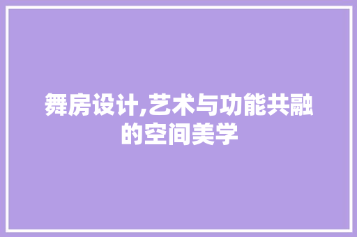 舞房设计,艺术与功能共融的空间美学
