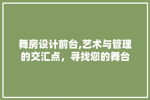 舞房设计前台,艺术与管理的交汇点，寻找您的舞台