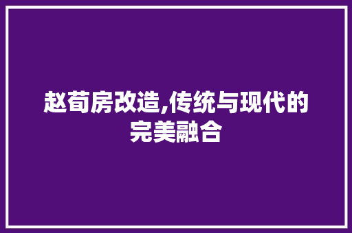 赵荀房改造,传统与现代的完美融合